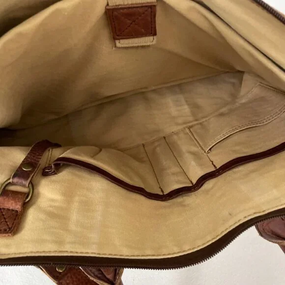 Duluth Trading Brown Leather Messenger Bag & Dust Bag Adjustable Shoulder Strap